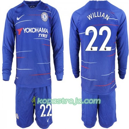 Billiga Fotbollströjor Chelsea Willian 22 Barn Hemma tröja 2018/19 Långärmad